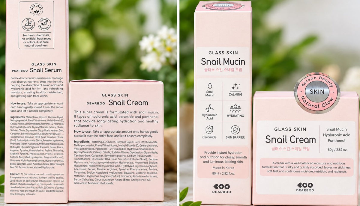 DEARBOO Glass Skin Snail Cream and Snail Serum - lifestyle photo