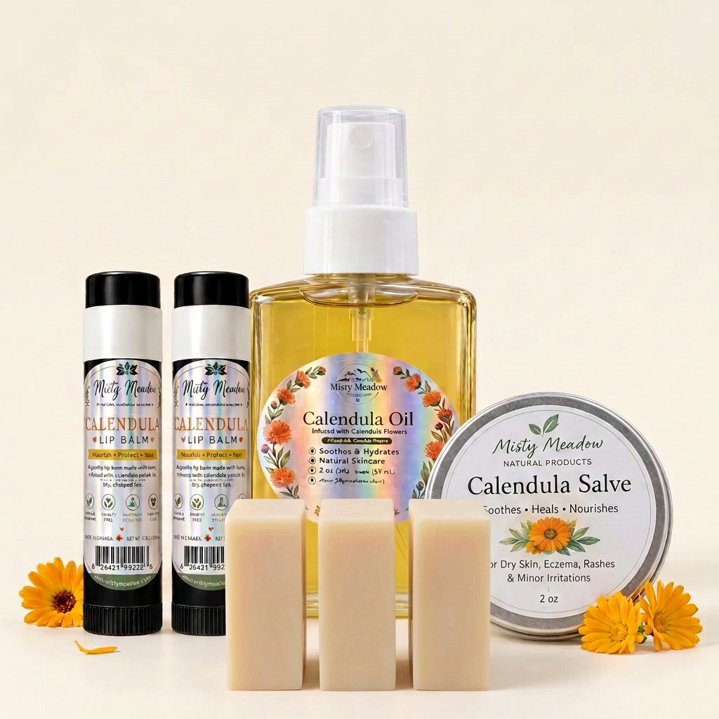 Calendula Every Day Care gift set with three Rose & Calendula collagen soap bars