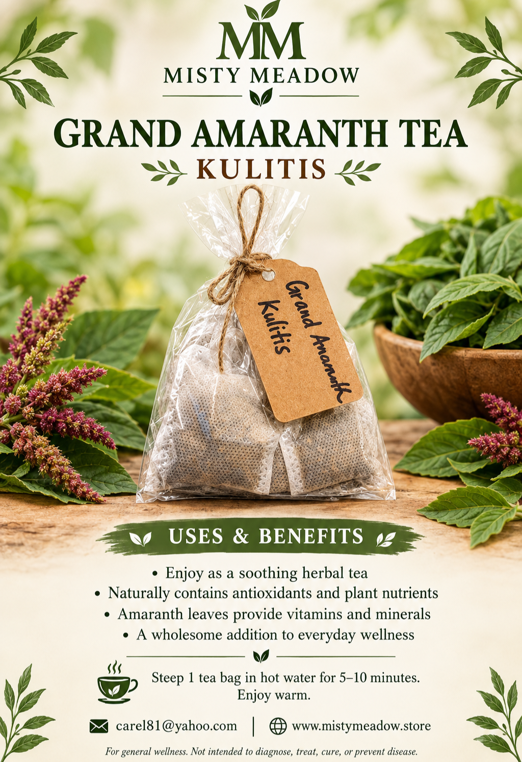 Green Amaranth/Kulitis Organic Herbal Tea (2 packs - 12 pcs in 1 pack)