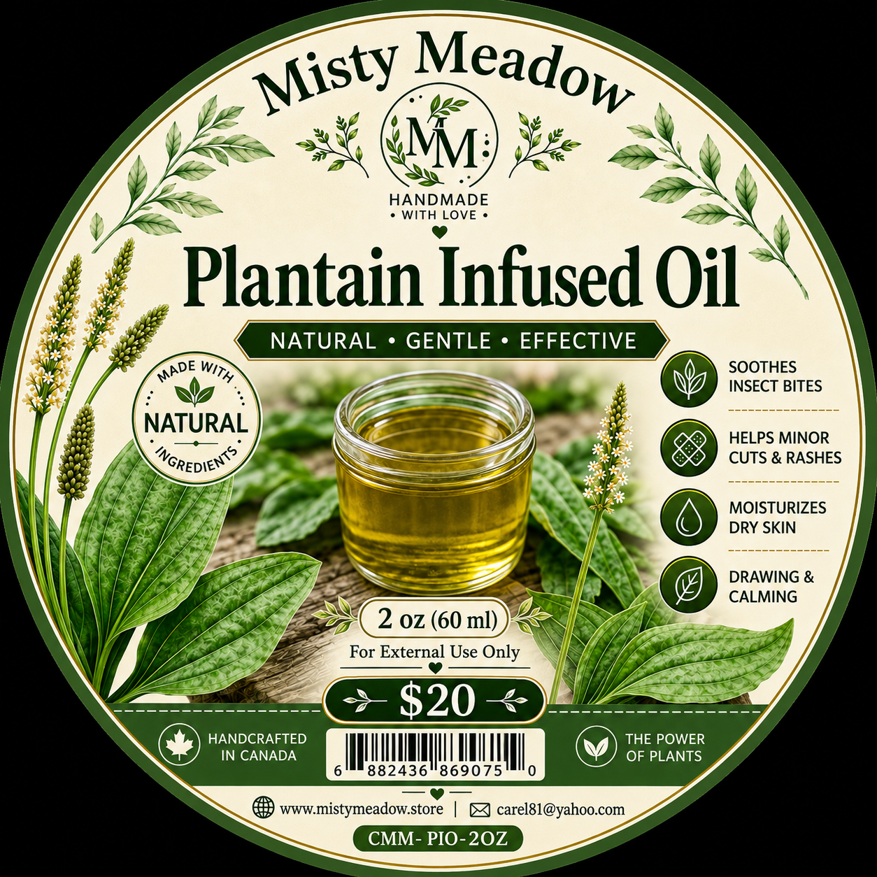 Plantain Herbal Skin Soothing Oil