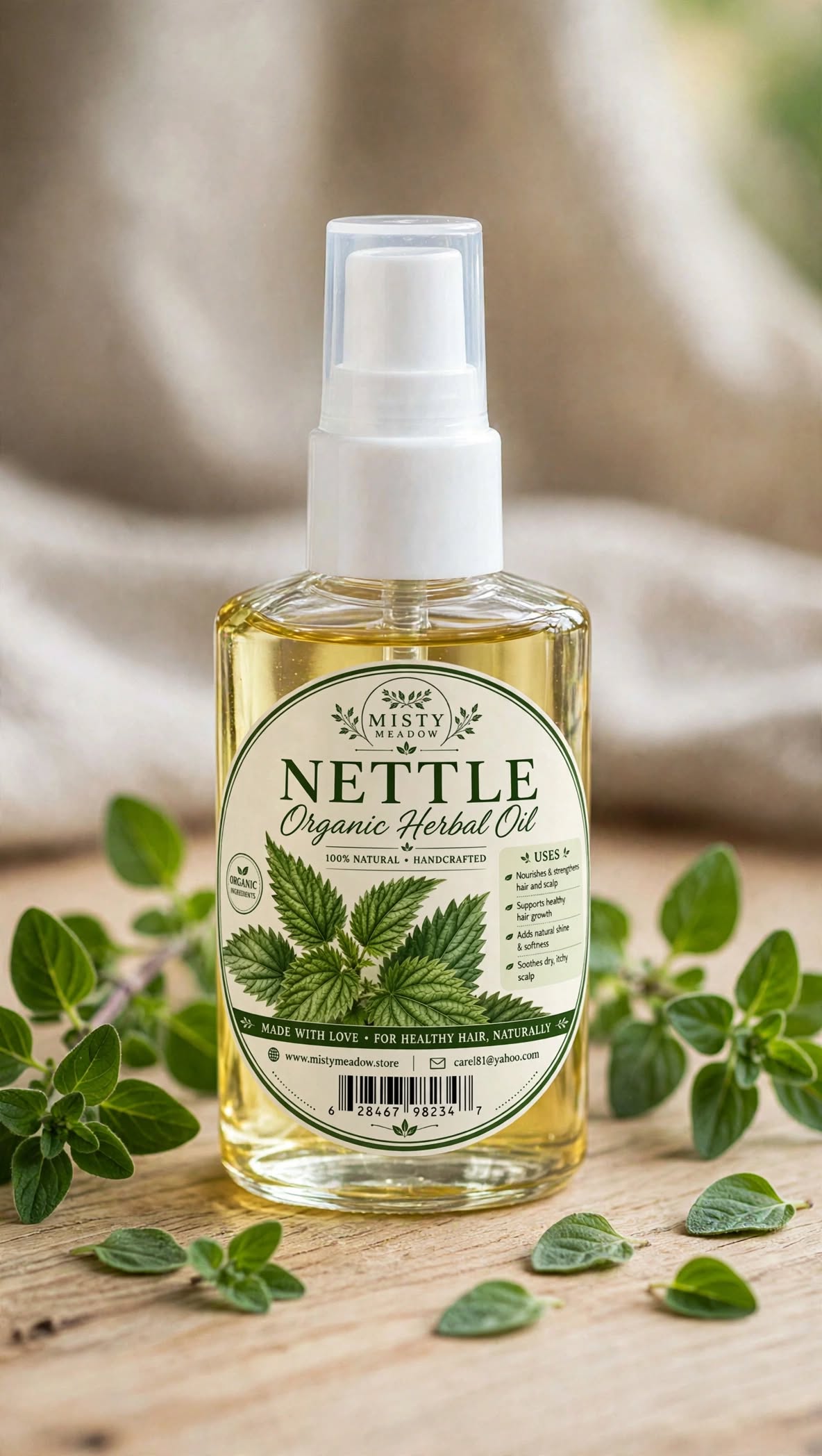 Misty Meadow - Nettle Organic Herbal Oil - 100% Natural Handmade