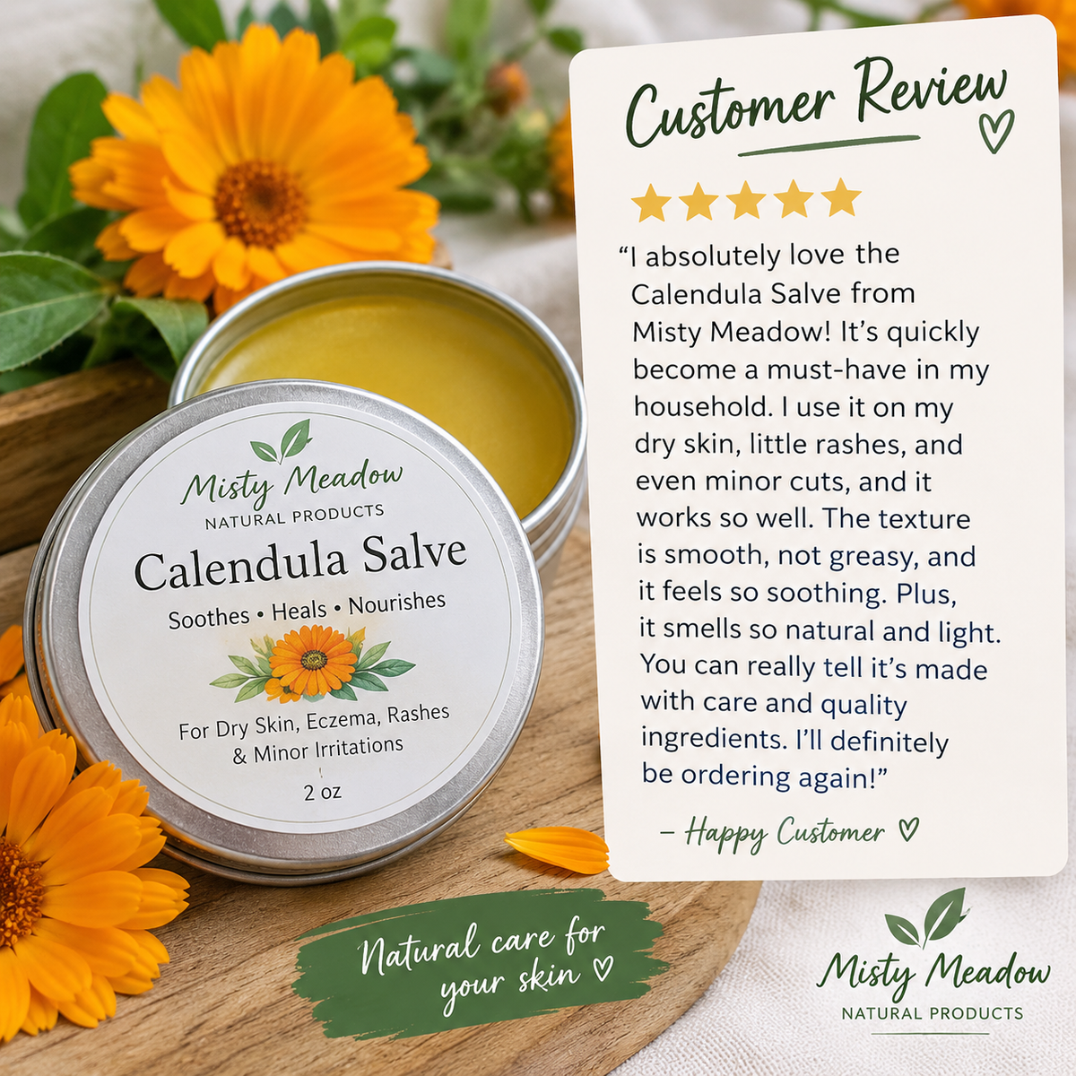 Calendula Salve | Ezcema Support Healing Balm |Soothing Salve